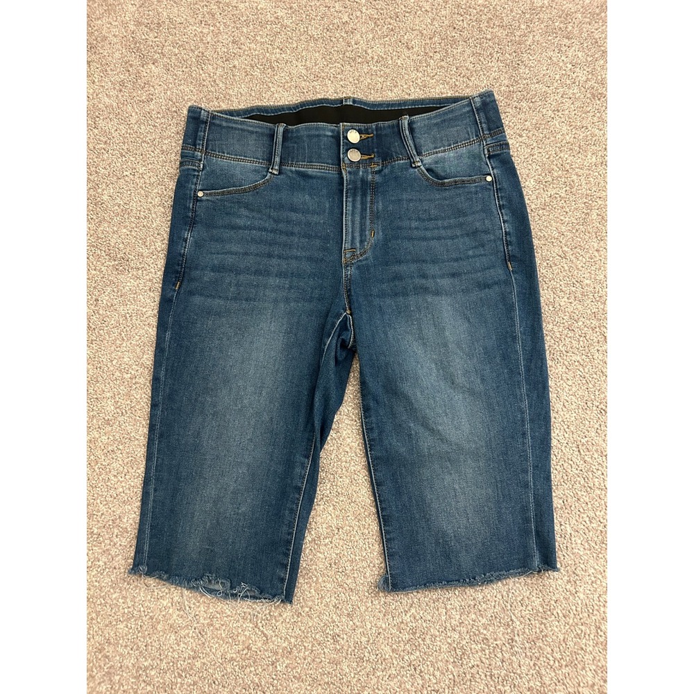 Apt. 9 Capri Shorts Women 10P Blue Excellent Raw Hem Stretch Double Button